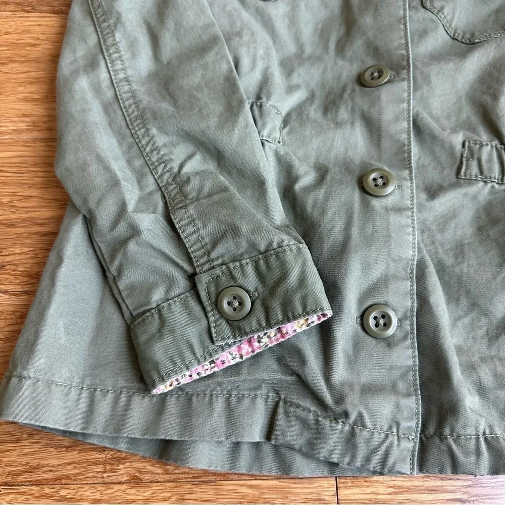 CARTER'S Girls Size 7 Fairy‎ Floral Butterfly Green Twill Jacket Cinch Waist
